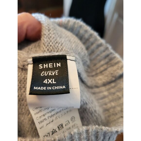 Gray/White Bow Sweater Scalloped Hem 4XL Coquette Feminine Preppy Party Cute - Picture 3 of 8